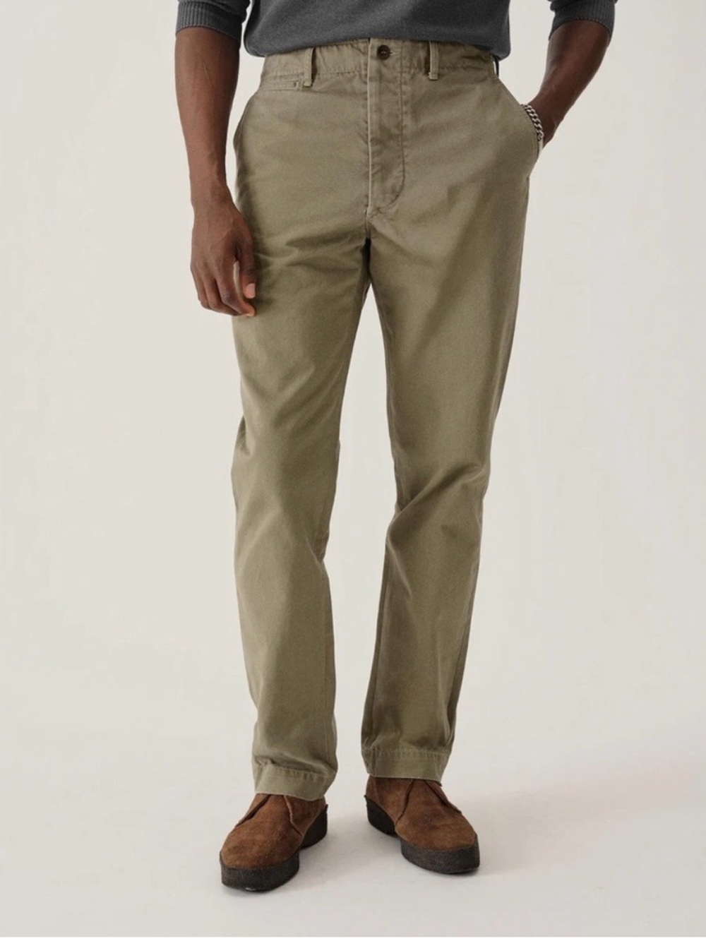 NEW Buck Mason Officer Chino Paperback Twill Maverick Fatigue Green size 33 NWT